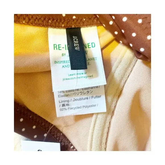 J. Crew Ruched Underwire Bikini Top Polka Dot Size 42DD NWT